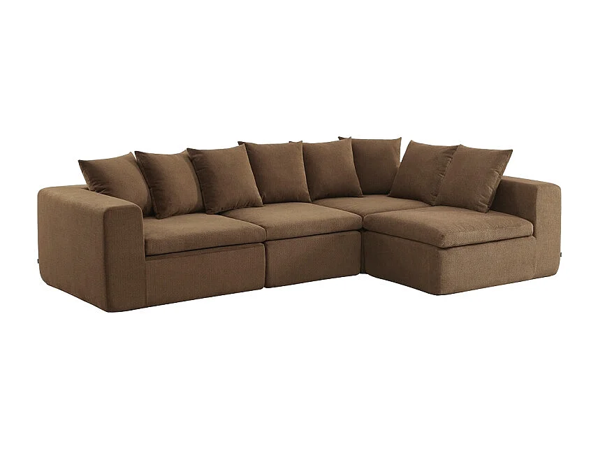 Canapé modulable tissu chenille 5 places marron - Movi
