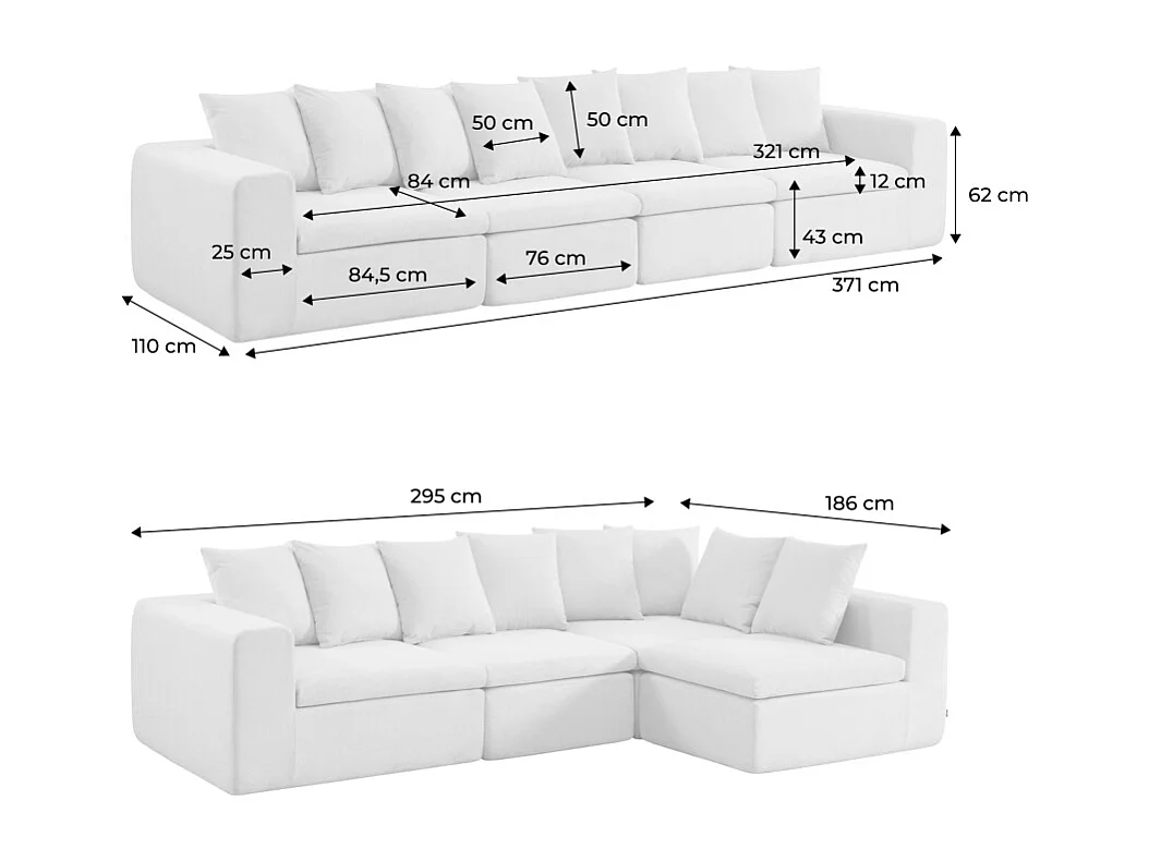 Canapé modulable tissu chenille 5 places marron - Movi