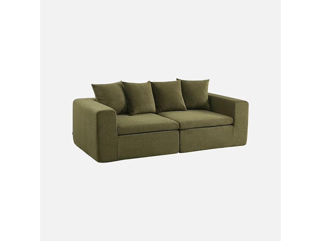Canapé modulable tissu chenille 2 places vert - Movi