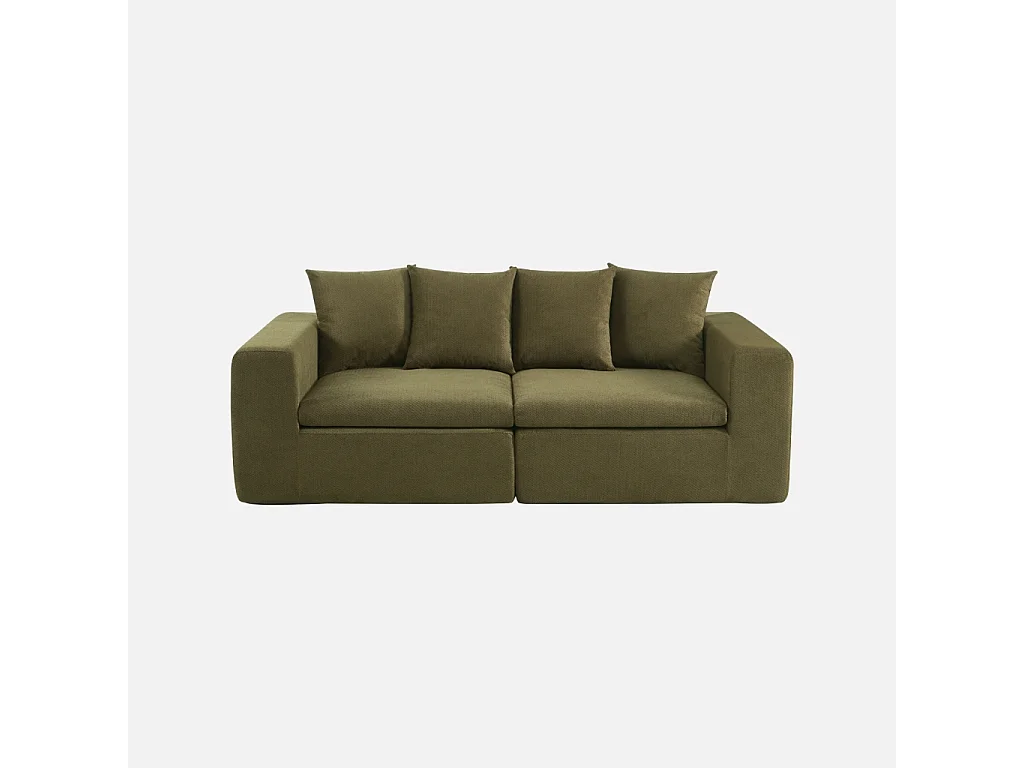 Canapé modulable tissu chenille 2 places vert - Movi