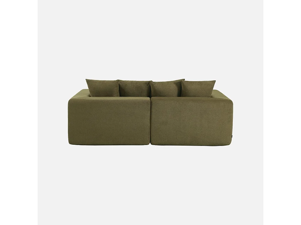 Canapé modulable tissu chenille 2 places vert - Movi