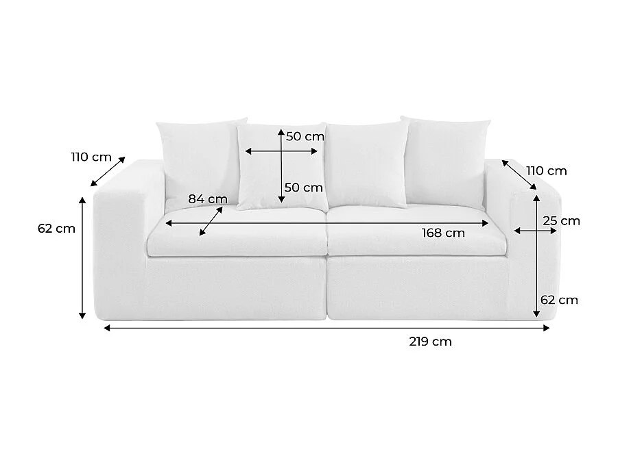 Canapé modulable tissu chenille 2 places vert - Movi