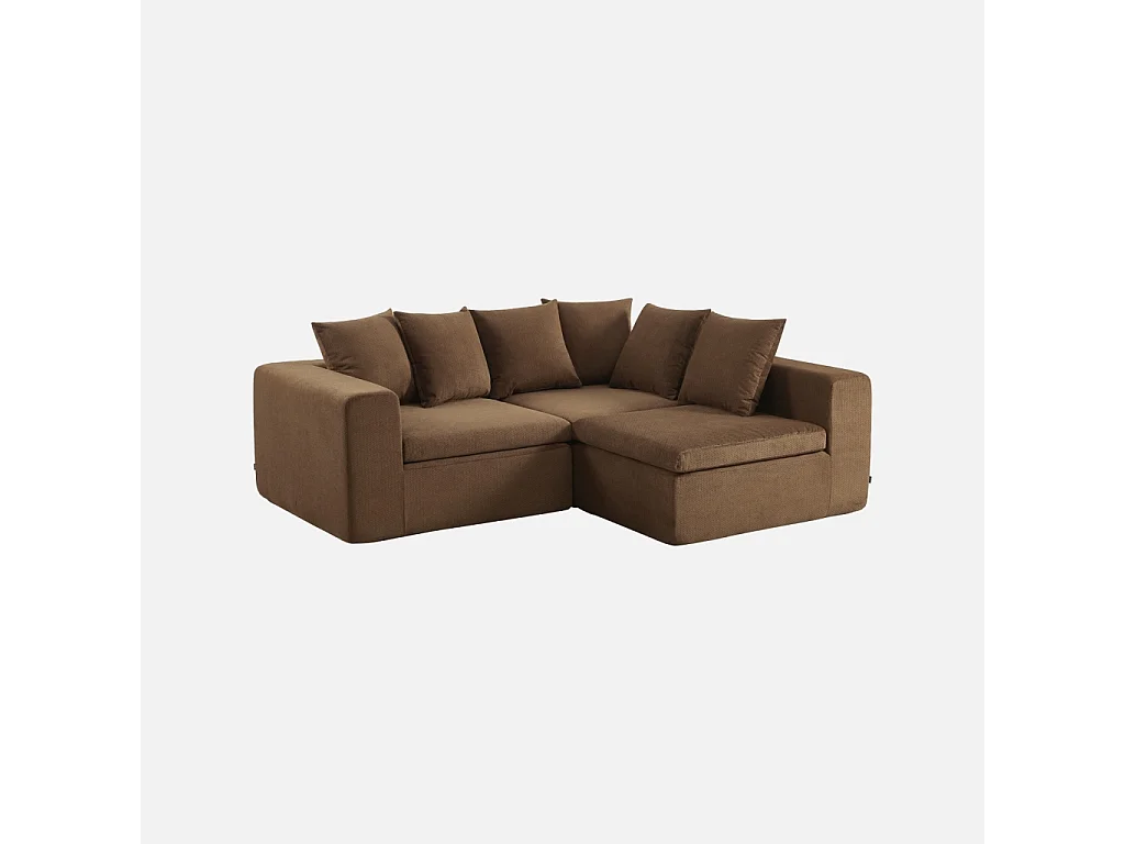 Canapé modulable tissu chenille 4 places marron - Movi