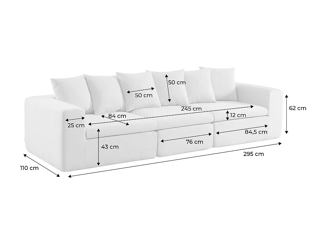 Canapé modulable tissu chenille 4 places marron - Movi