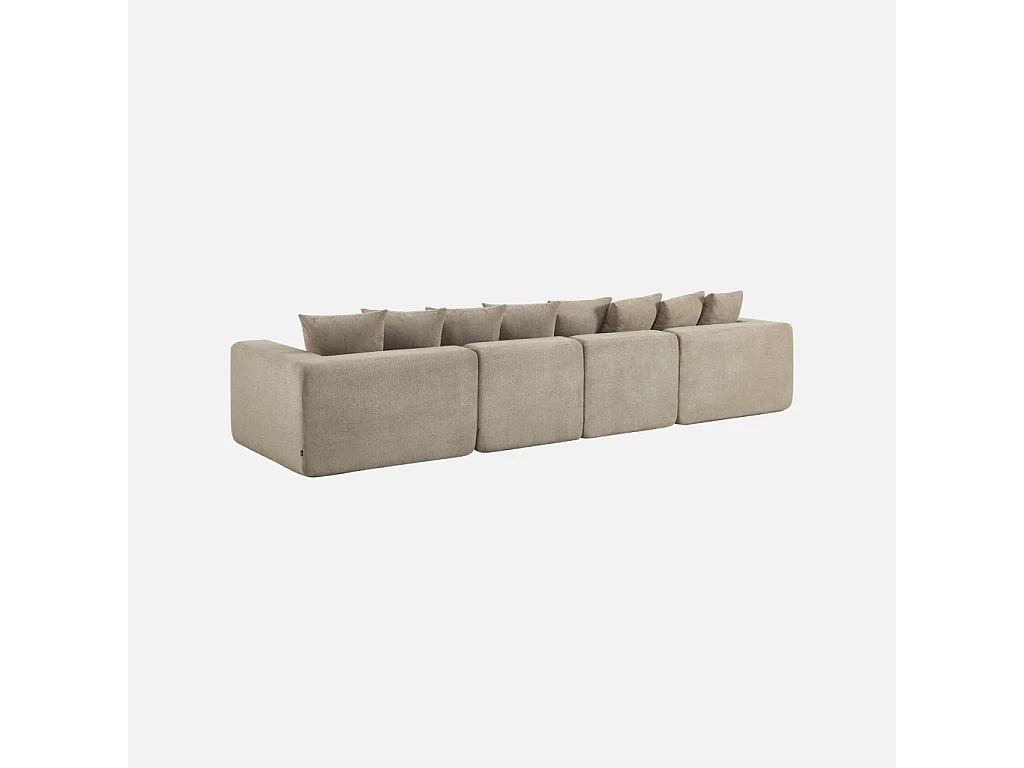 Canapé modulable tissu chenille 5 places beige foncé - Movi