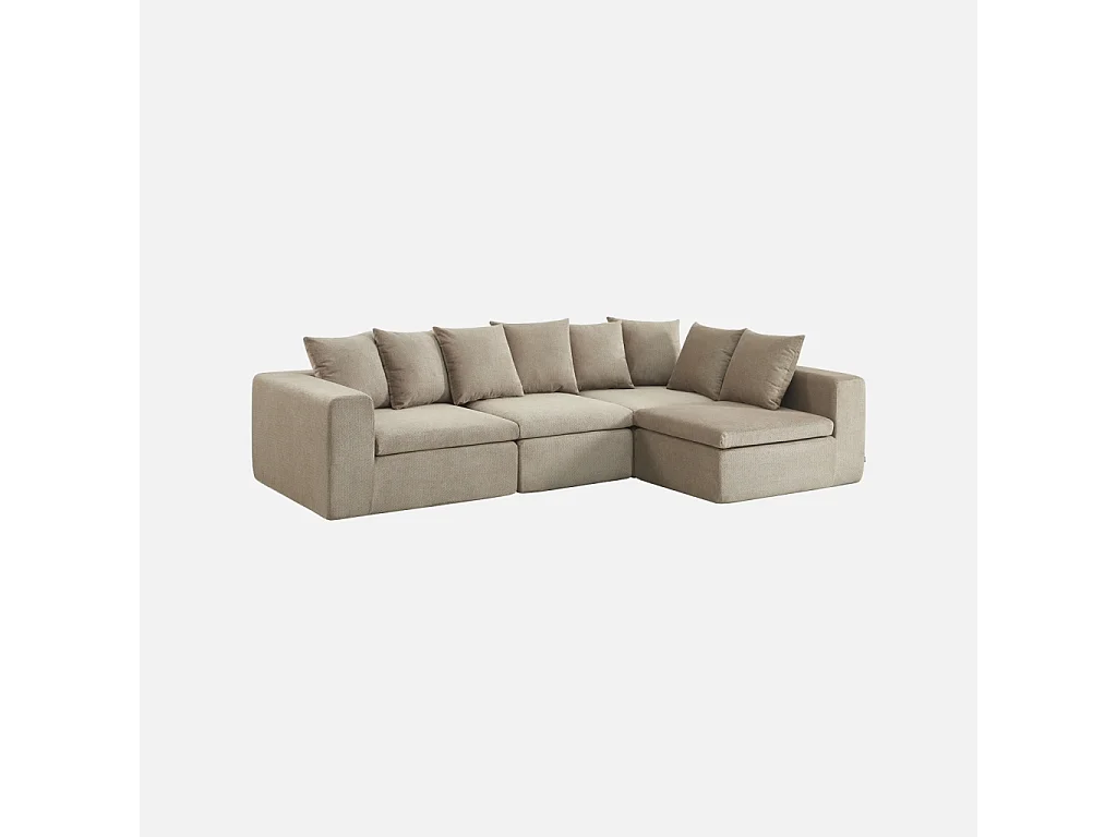 Canapé modulable tissu chenille 5 places beige foncé - Movi