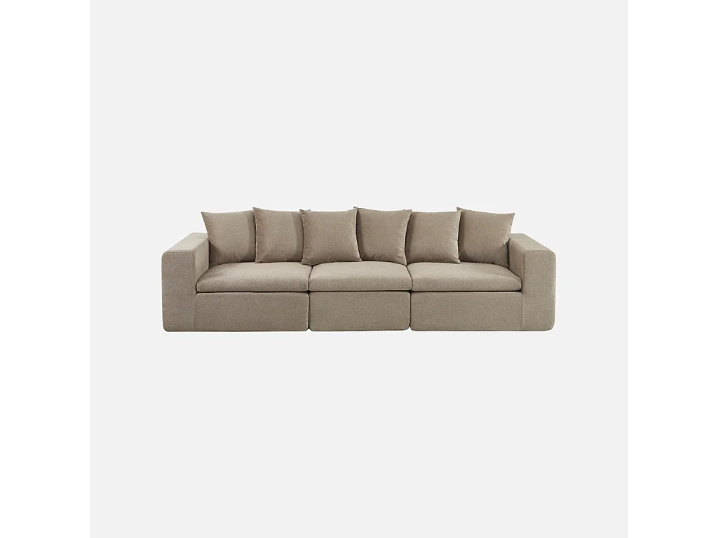 Canapé modulable tissu chenille 4 places beige foncé - Movi