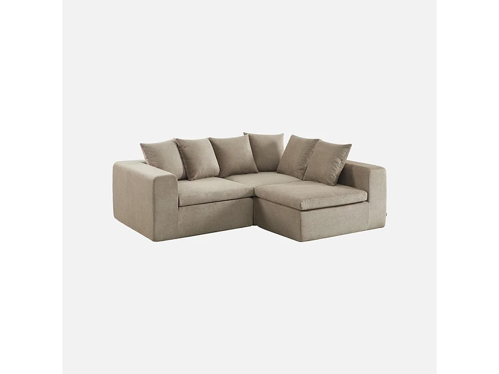 Canapé modulable tissu chenille 4 places beige foncé - Movi