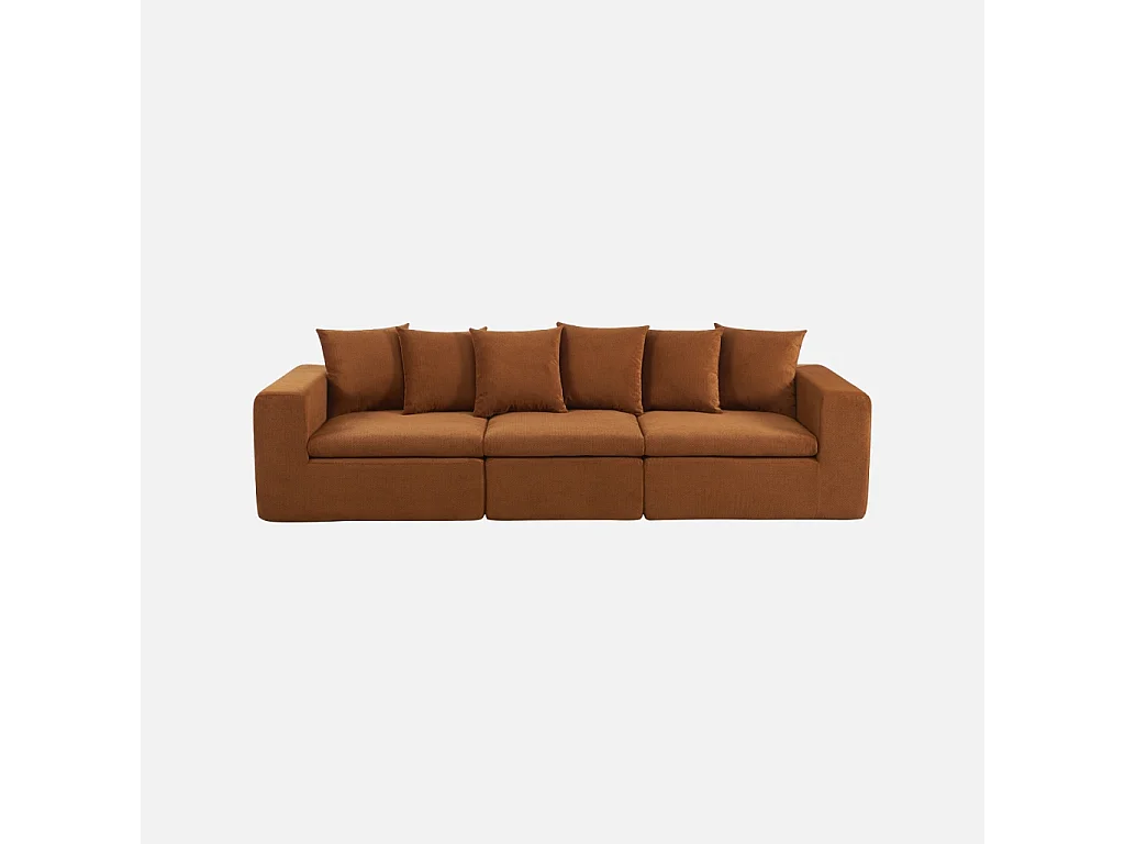Canapé modulable tissu chenille 4 places terracotta - Movi