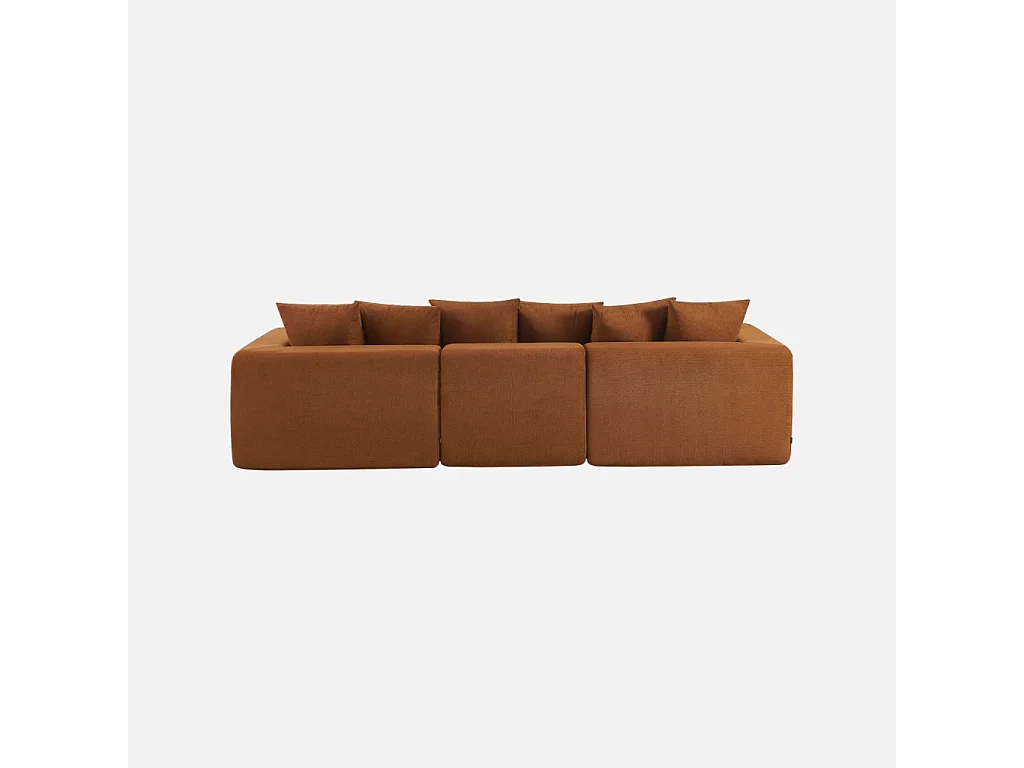 Canapé modulable tissu chenille 4 places terracotta - Movi