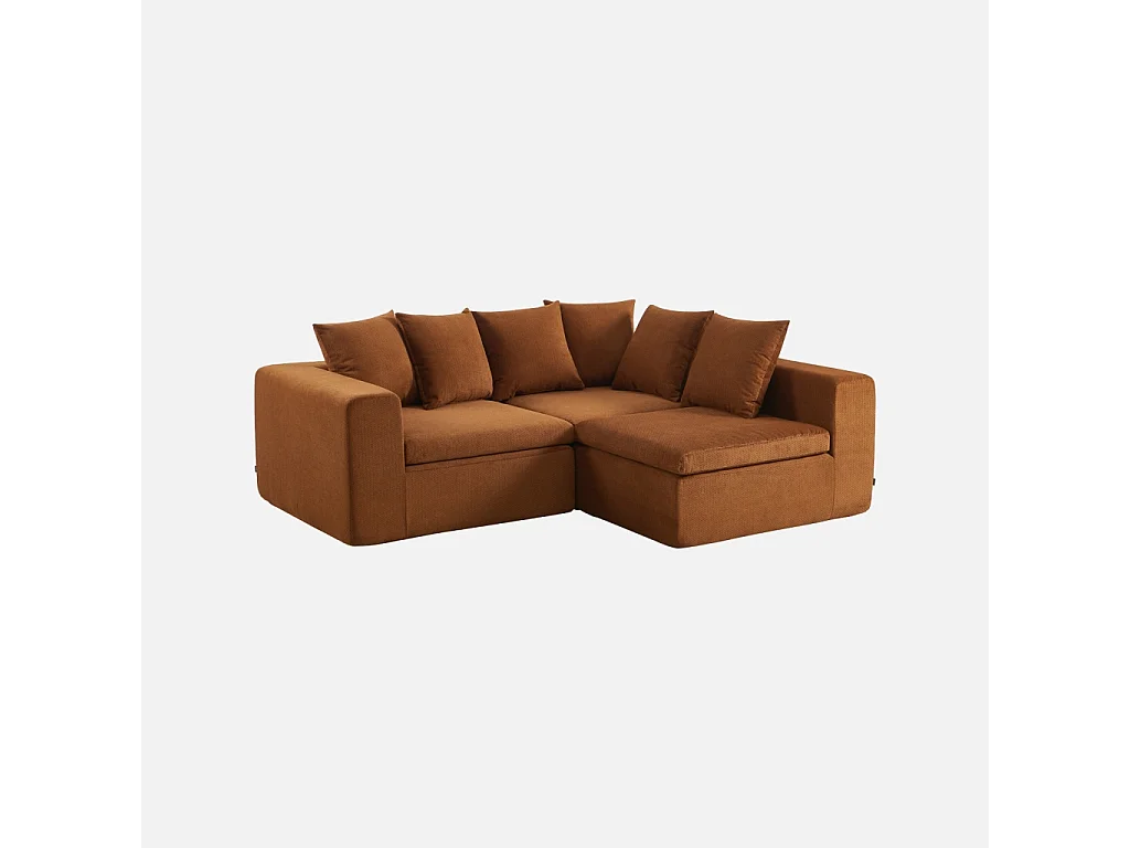 Canapé modulable tissu chenille 4 places terracotta - Movi