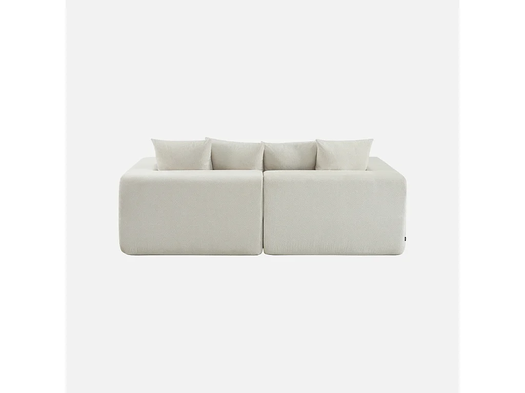 Canapé modulable tissu chenille 2 places blanc - Movi