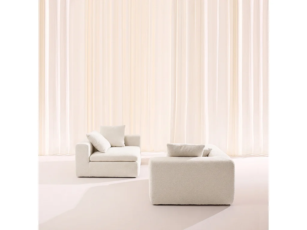 Sofá envasado al vacío modular de tela chenilla, 3 plazas, Blanco