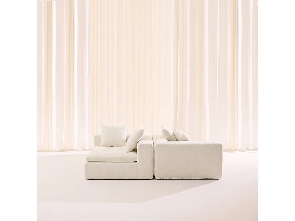 Sofá envasado al vacío modular de tela chenilla, 3 plazas, Blanco