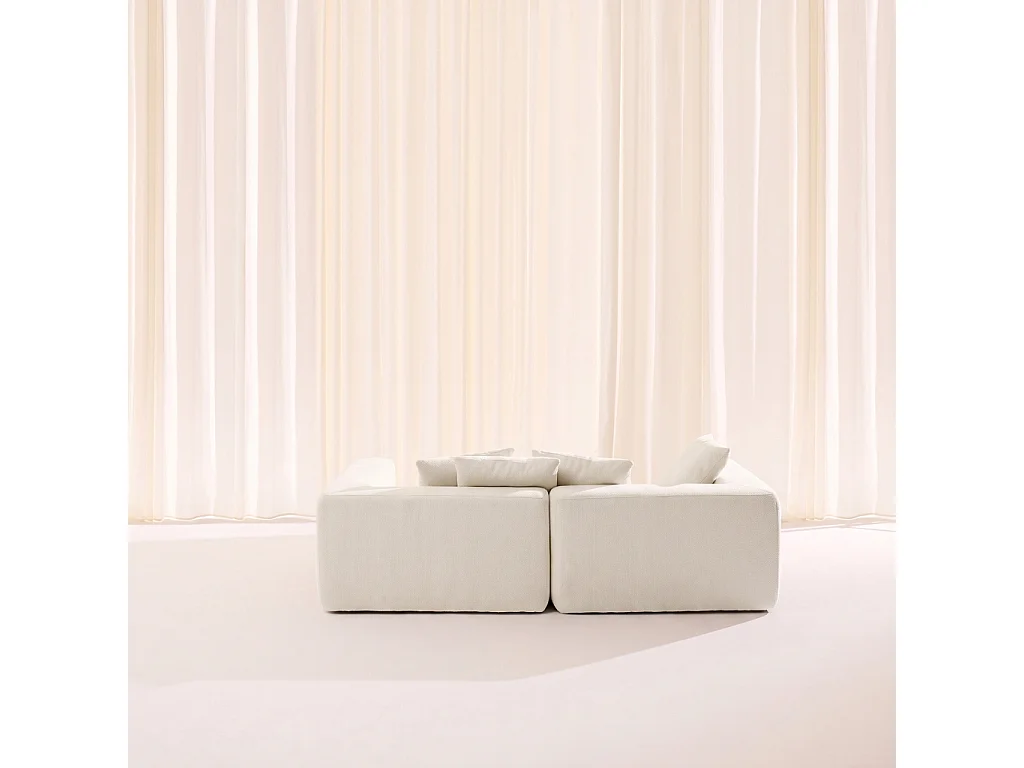Sofá envasado al vacío modular de tela chenilla, 3 plazas, Blanco