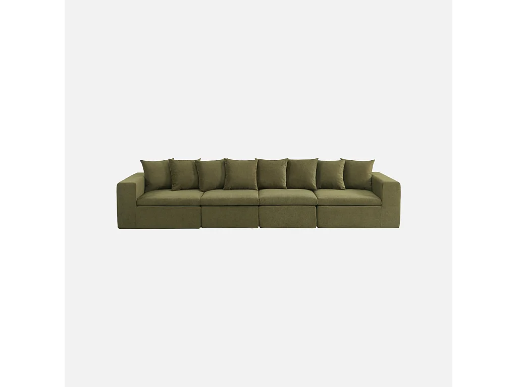 Canapé modulable tissu chenille 5 places vert - Movi