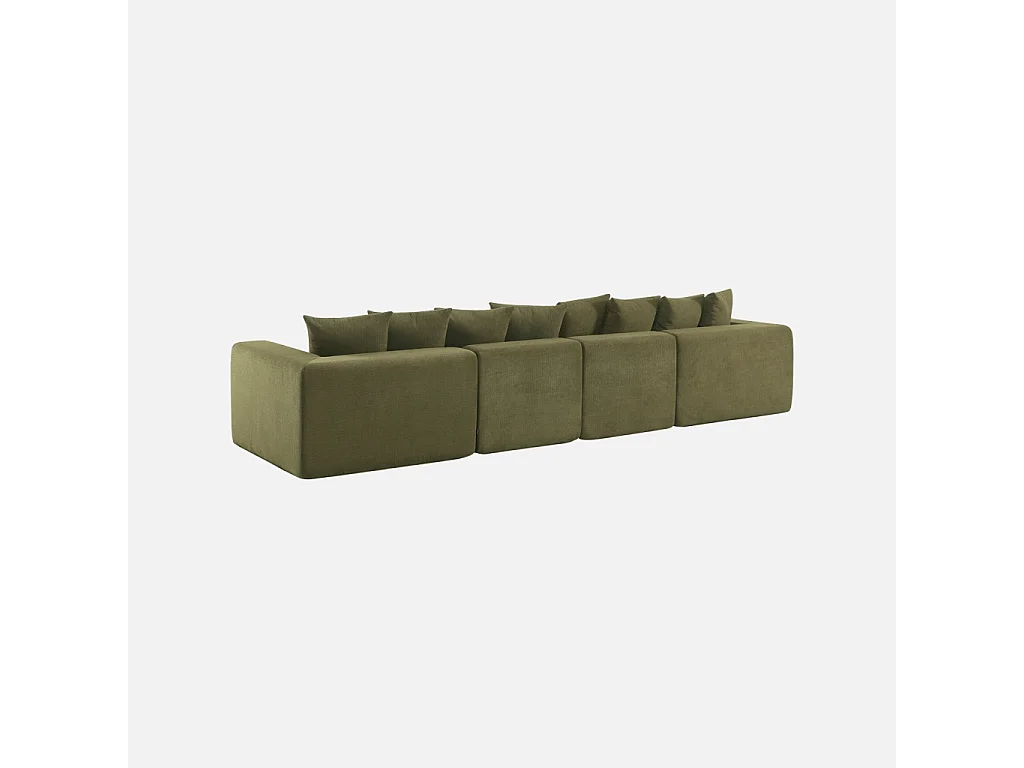 Canapé modulable tissu chenille 5 places vert - Movi