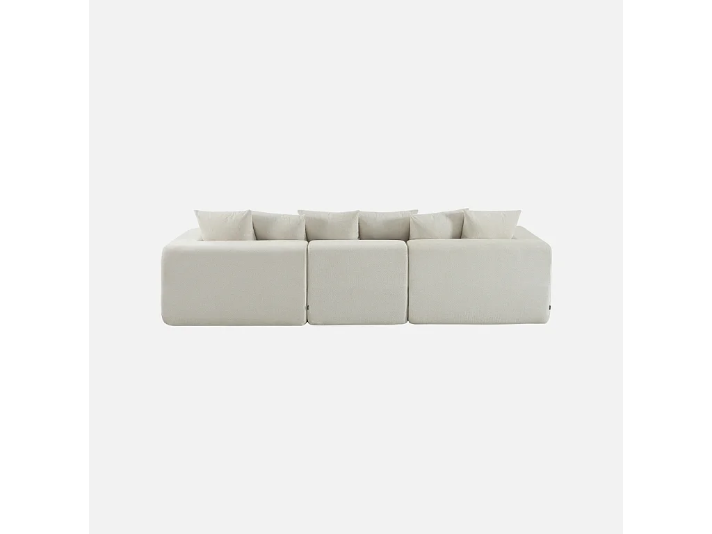 Canapé modulable tissu chenille 4 places blanc - Movi