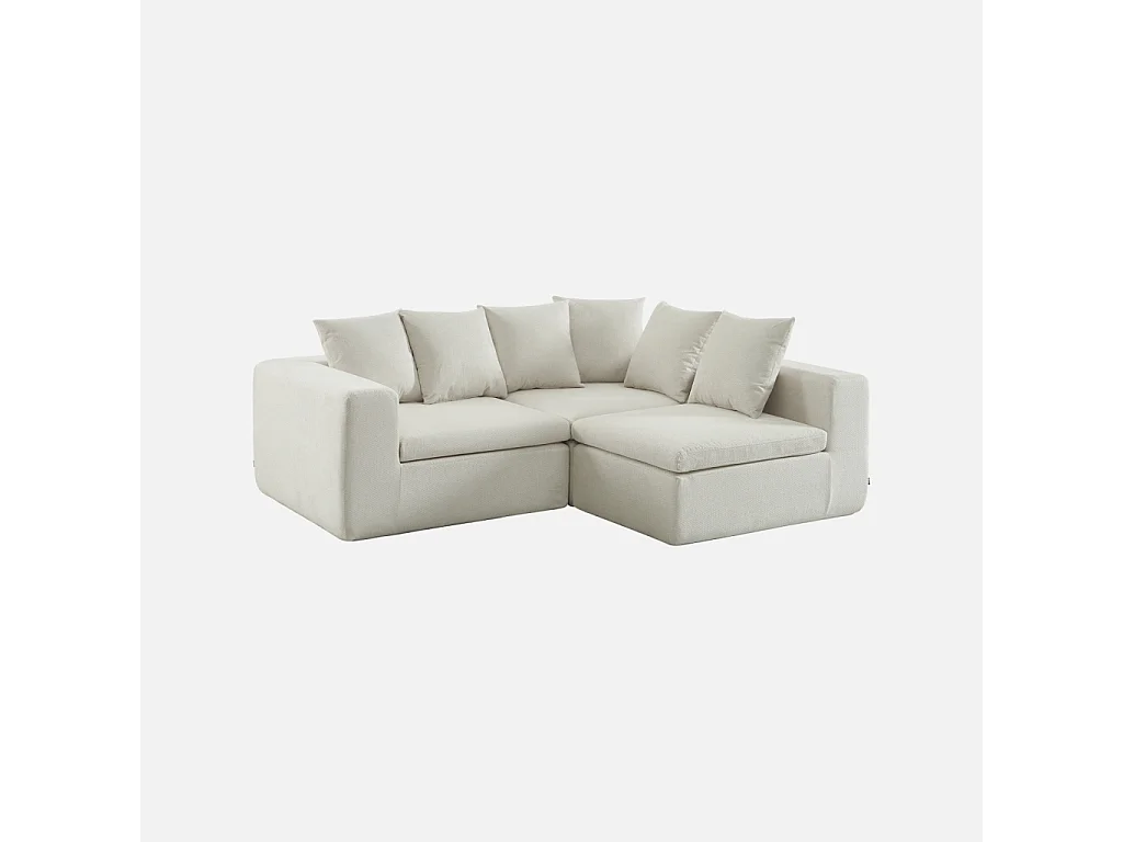 Canapé modulable tissu chenille 4 places blanc - Movi
