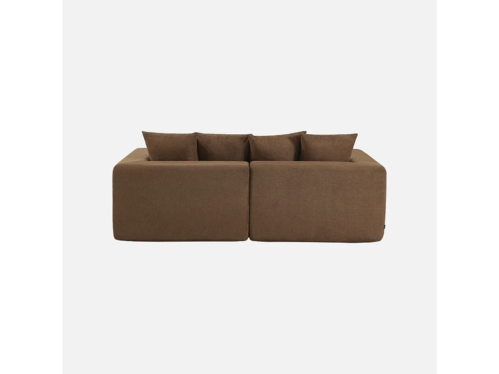 Canapé modulable tissu chenille 2 places marron - Movi