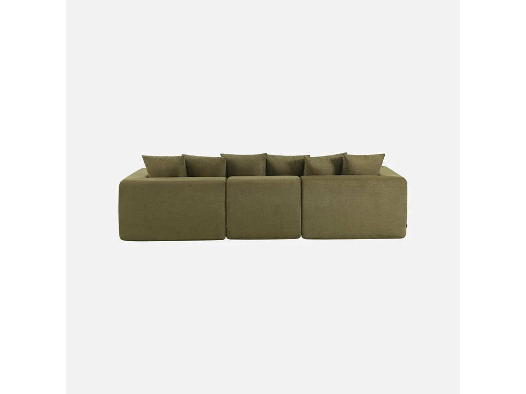 Canapé modulable tissu chenille 4 places vert - Movi