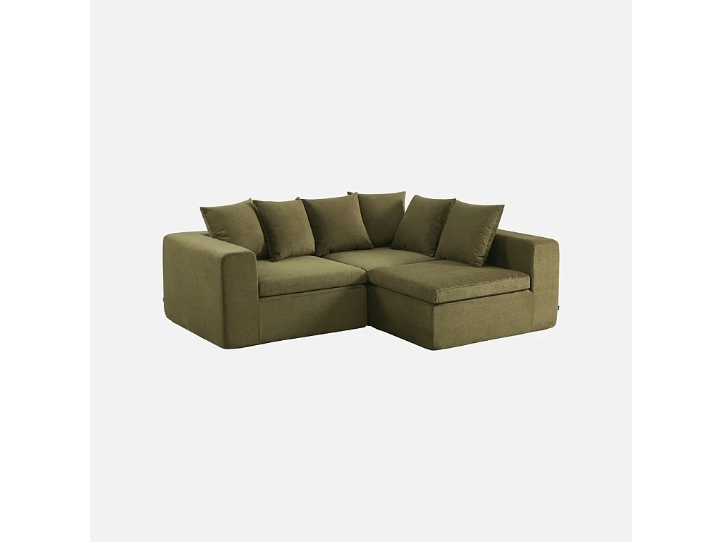 Canapé modulable tissu chenille 4 places vert - Movi