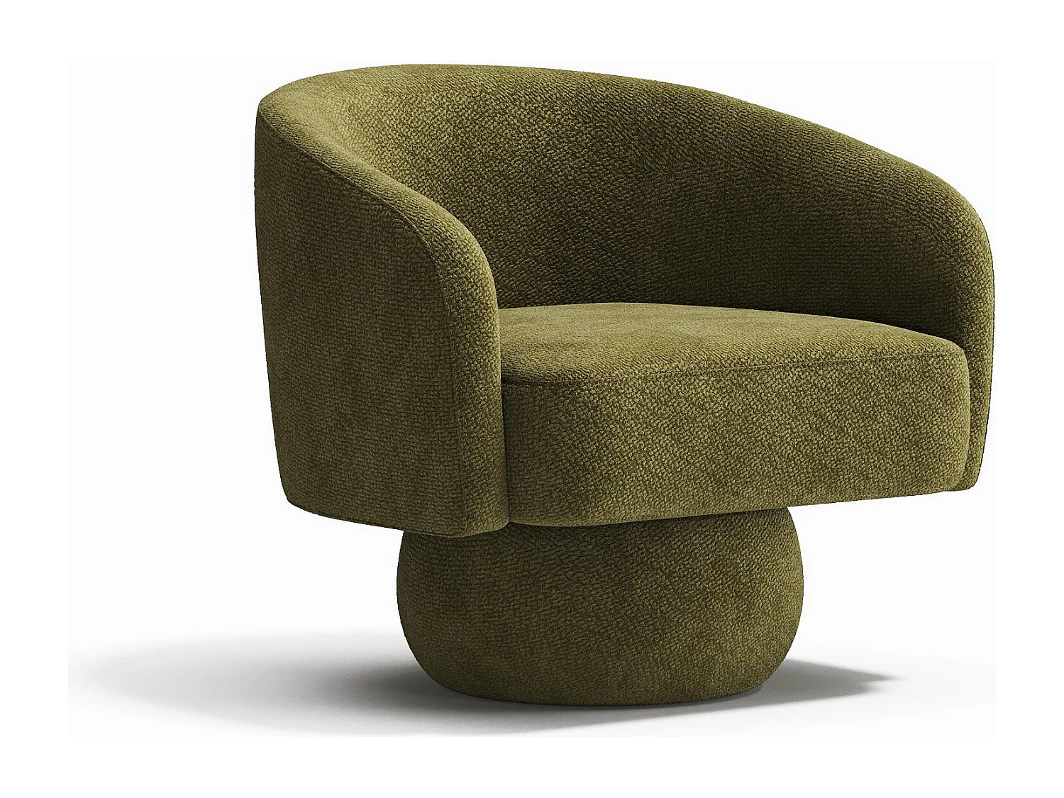 Fauteuil pivotant ARLO en velours bouclé vert vintage 74x68cm