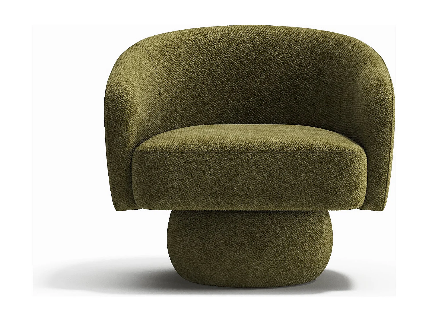 Fauteuil pivotant ARLO en velours bouclé vert vintage 74x68cm