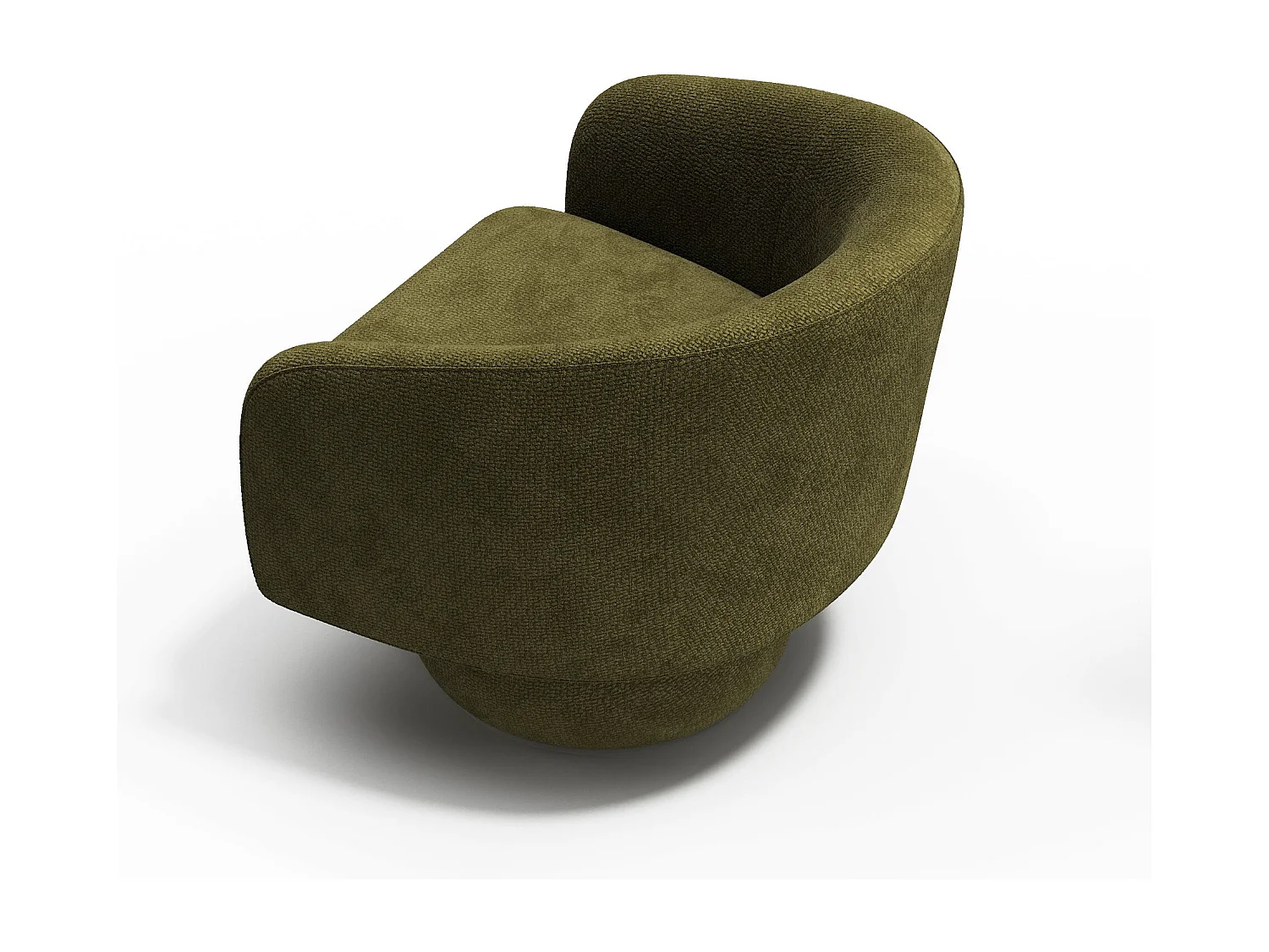 Fauteuil pivotant ARLO en velours bouclé vert vintage 74x68cm