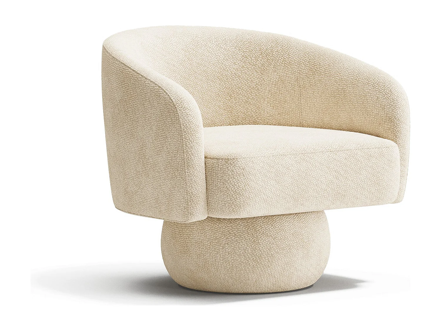 Fauteuil pivotant ARLO en velours bouclé beige 74x68cm