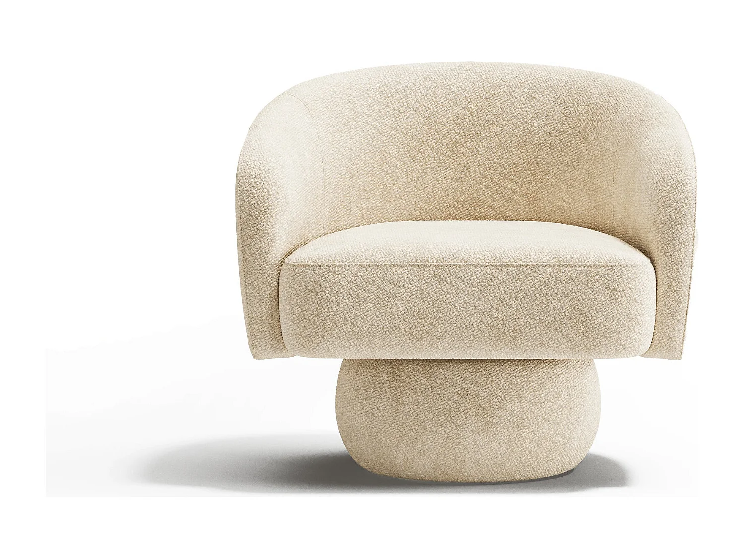 Fauteuil pivotant ARLO en velours bouclé beige 74x68cm