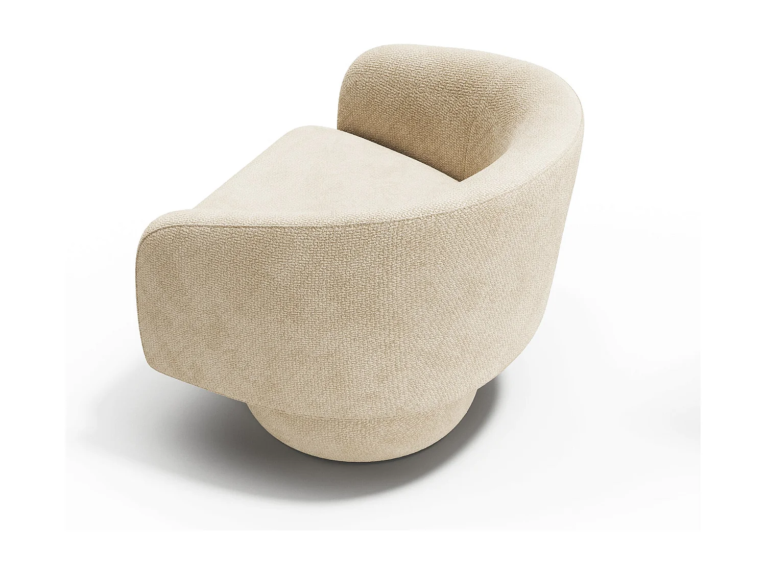 Fauteuil pivotant ARLO en velours bouclé beige 74x68cm