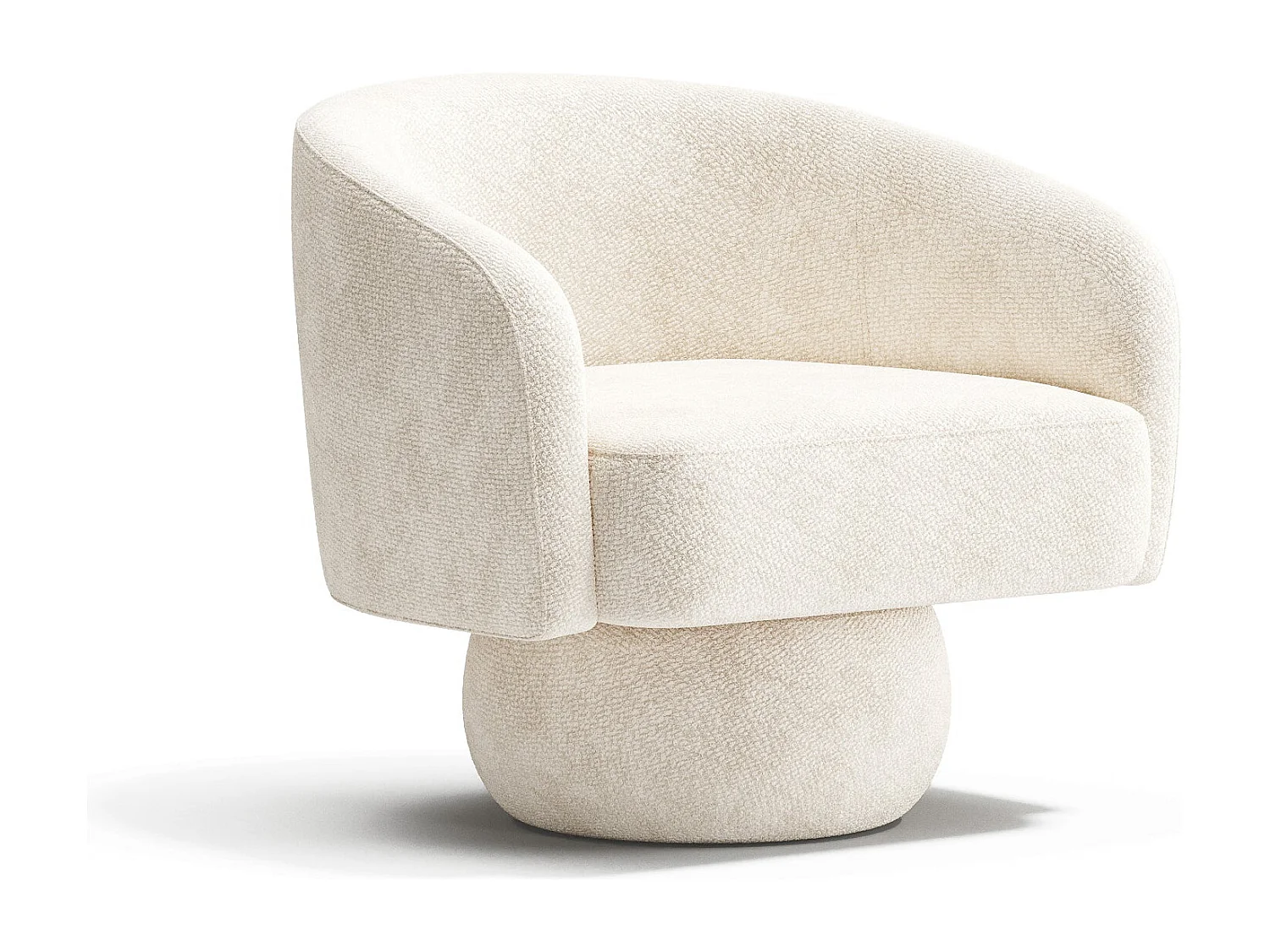 Fauteuil pivotant ARLO en velours bouclé crème 74x68cm