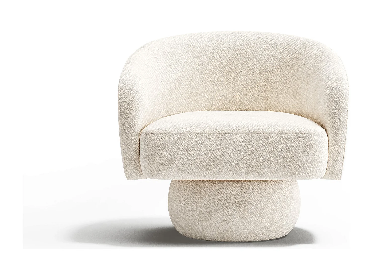 Fauteuil pivotant ARLO en velours bouclé crème 74x68cm