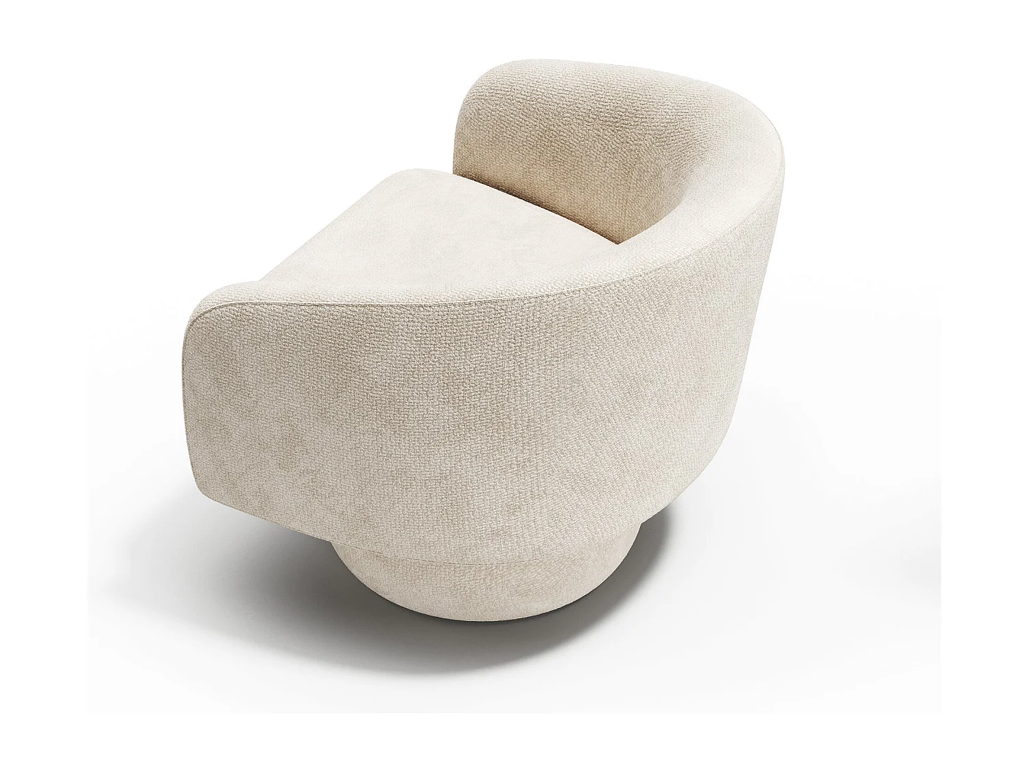Fauteuil pivotant ARLO en velours bouclé crème 74x68cm