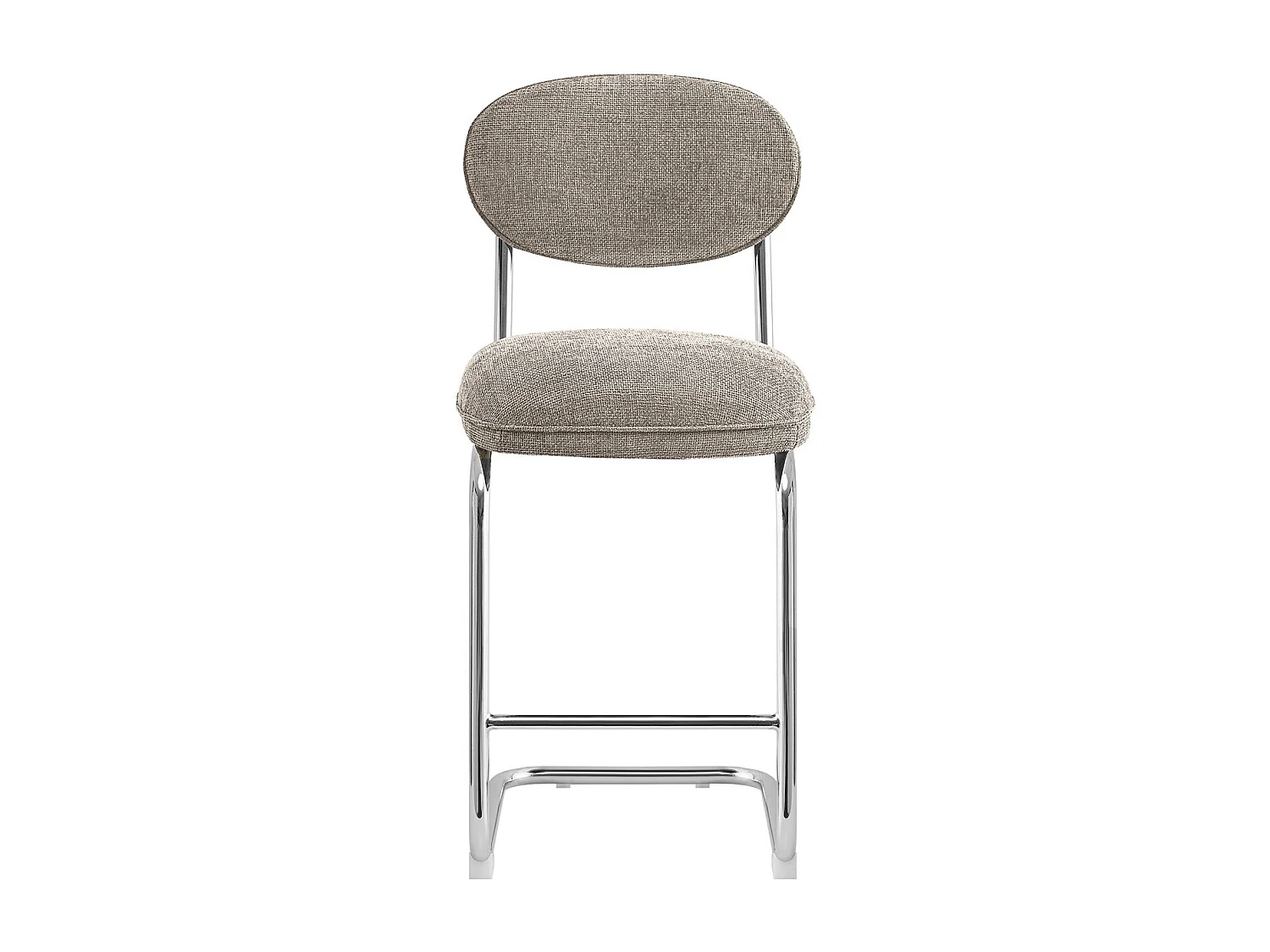 Lot de 2 tabourets de bar en tissu chenille taupe, piètement chromé - Lou