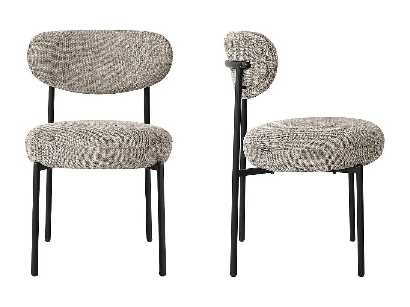 Lot de 2 chaises de salle à manger en tissu chenille taupe - Orla