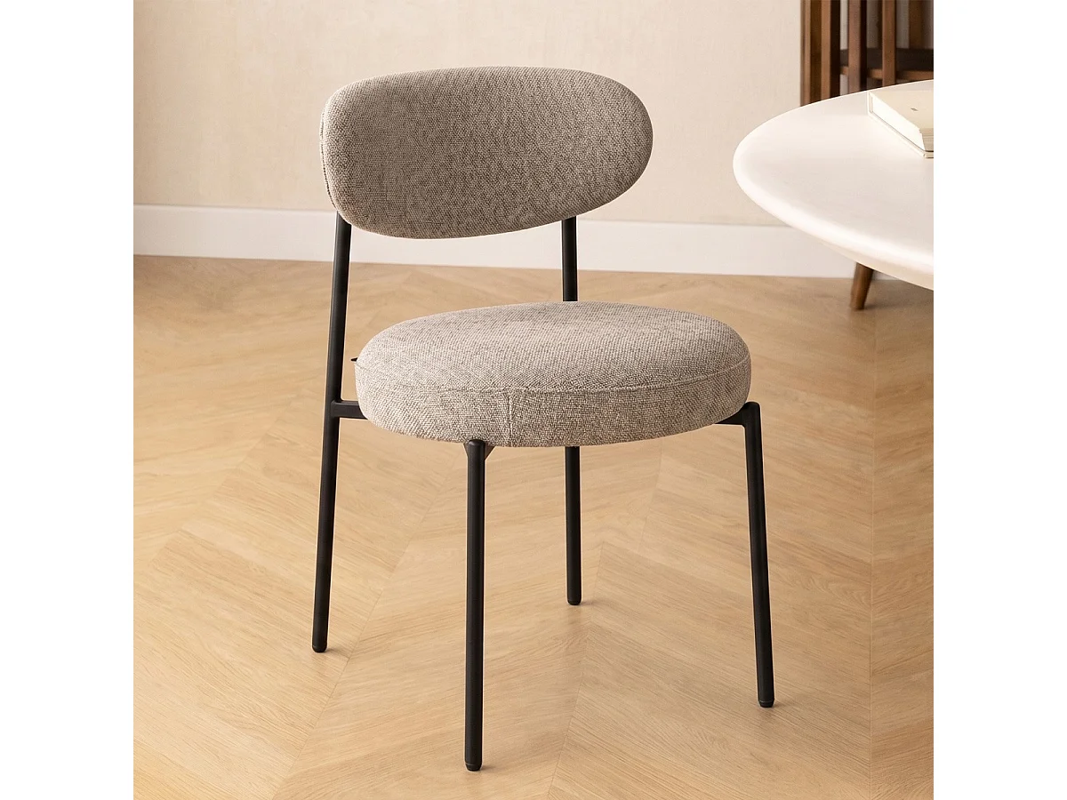 Lot de 2 chaises de salle à manger en tissu chenille taupe - Orla