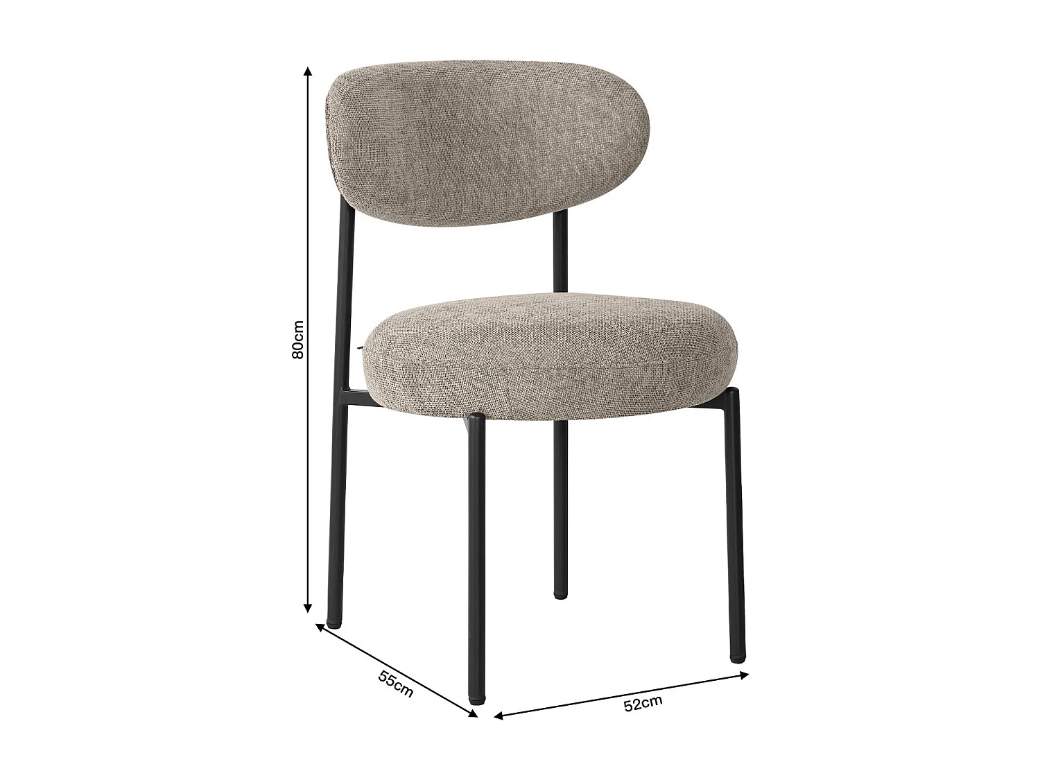 Lot de 2 chaises de salle à manger en tissu chenille taupe - Orla