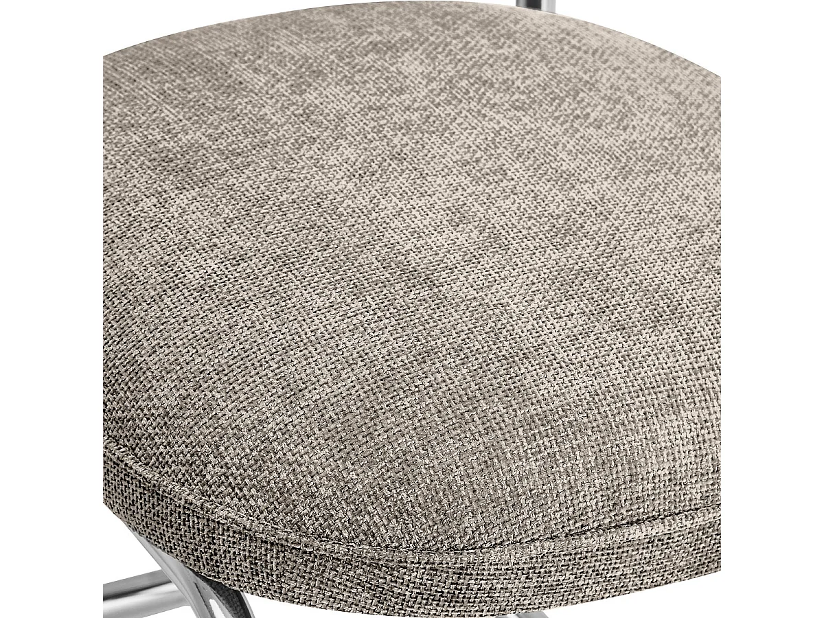 Lot de 2 chaises de salle à manger en tissu chenille taupe, piètement chromé - Lou