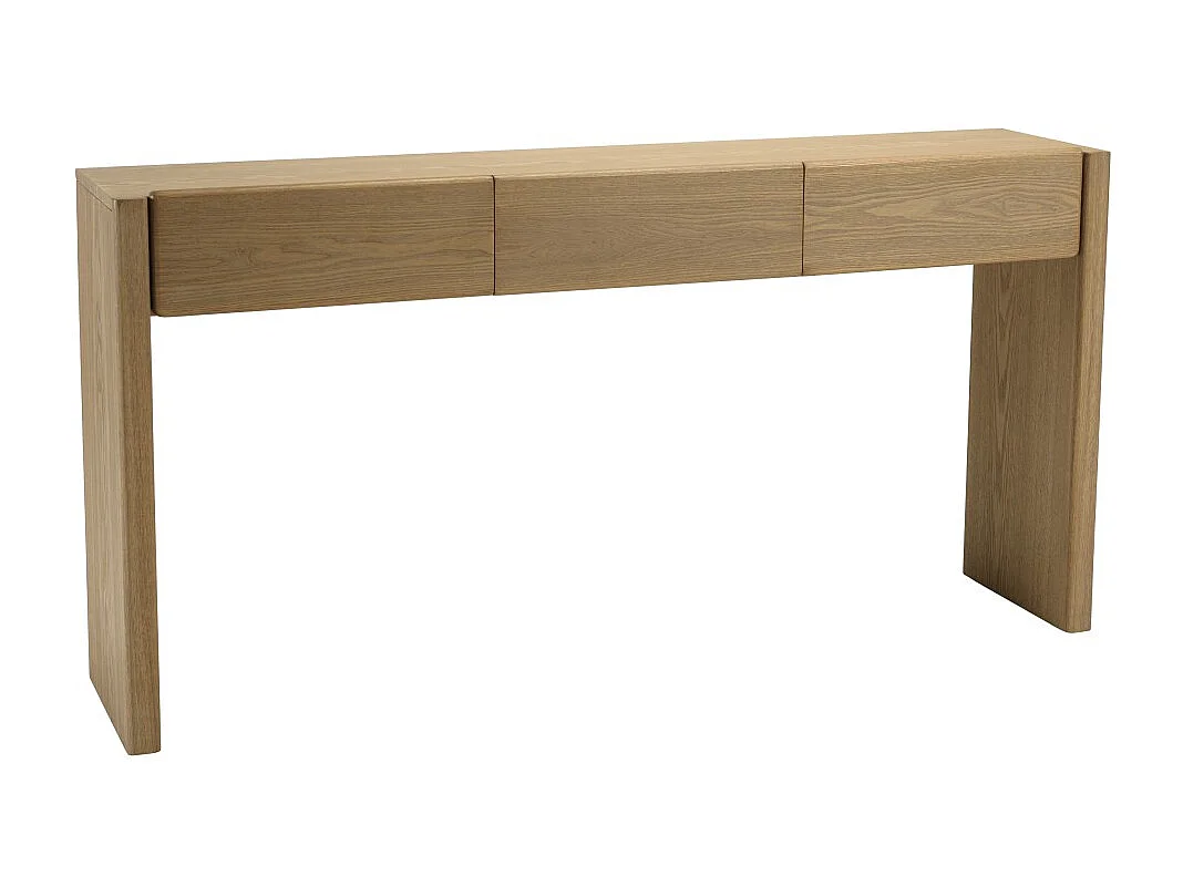 ELLA - Console L160 couleur naturelle 3 tiroirs design arrondi