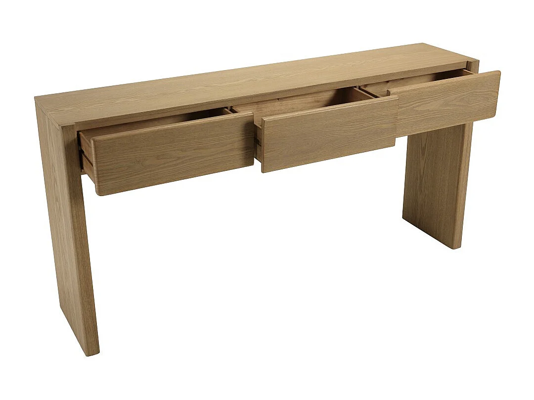 ELLA - Console L160 couleur naturelle 3 tiroirs design arrondi