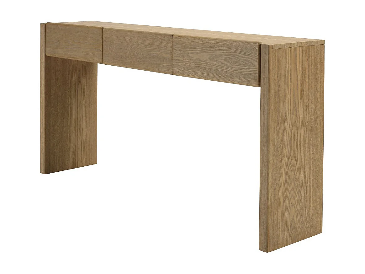 ELLA - Console L160 couleur naturelle 3 tiroirs design arrondi