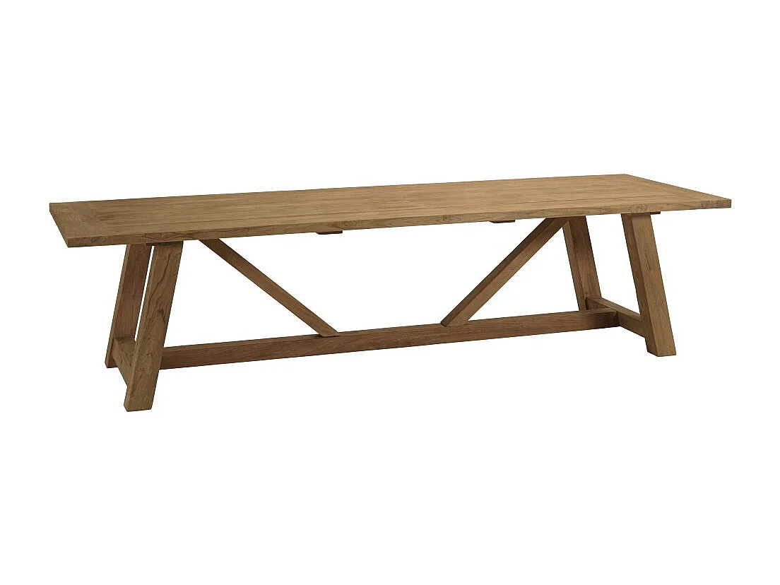 KALLY - Table à manger de jardin 300x100cm en bois de teck recyclé naturel