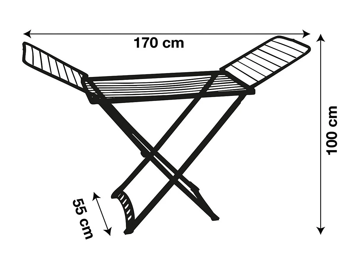 Étendoir séchoir à linge pliable avec Pinces à Chaussettes,gris anthracite-Longueur 170 cm × Largeur 55 cm × Hauteur 100cm-JUANIO