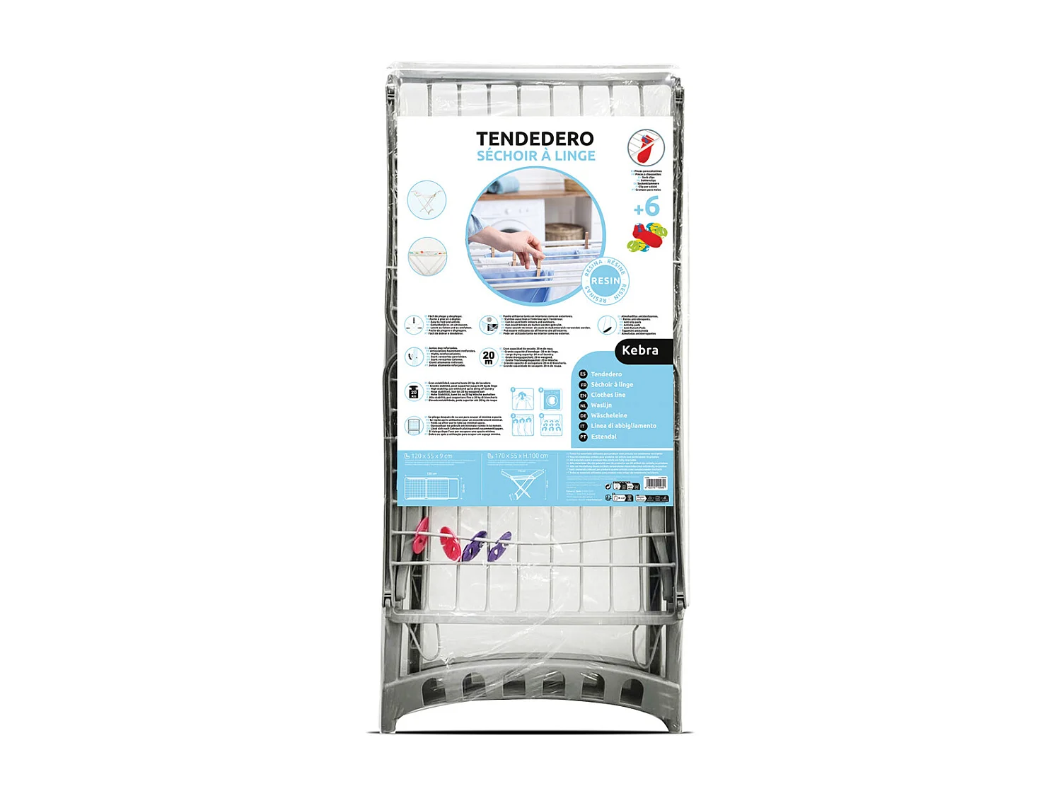 Étendoir séchoir à linge pliable avec Pinces à Chaussettes,gris anthracite-Longueur 170 cm × Largeur 55 cm × Hauteur 100cm-JUANIO