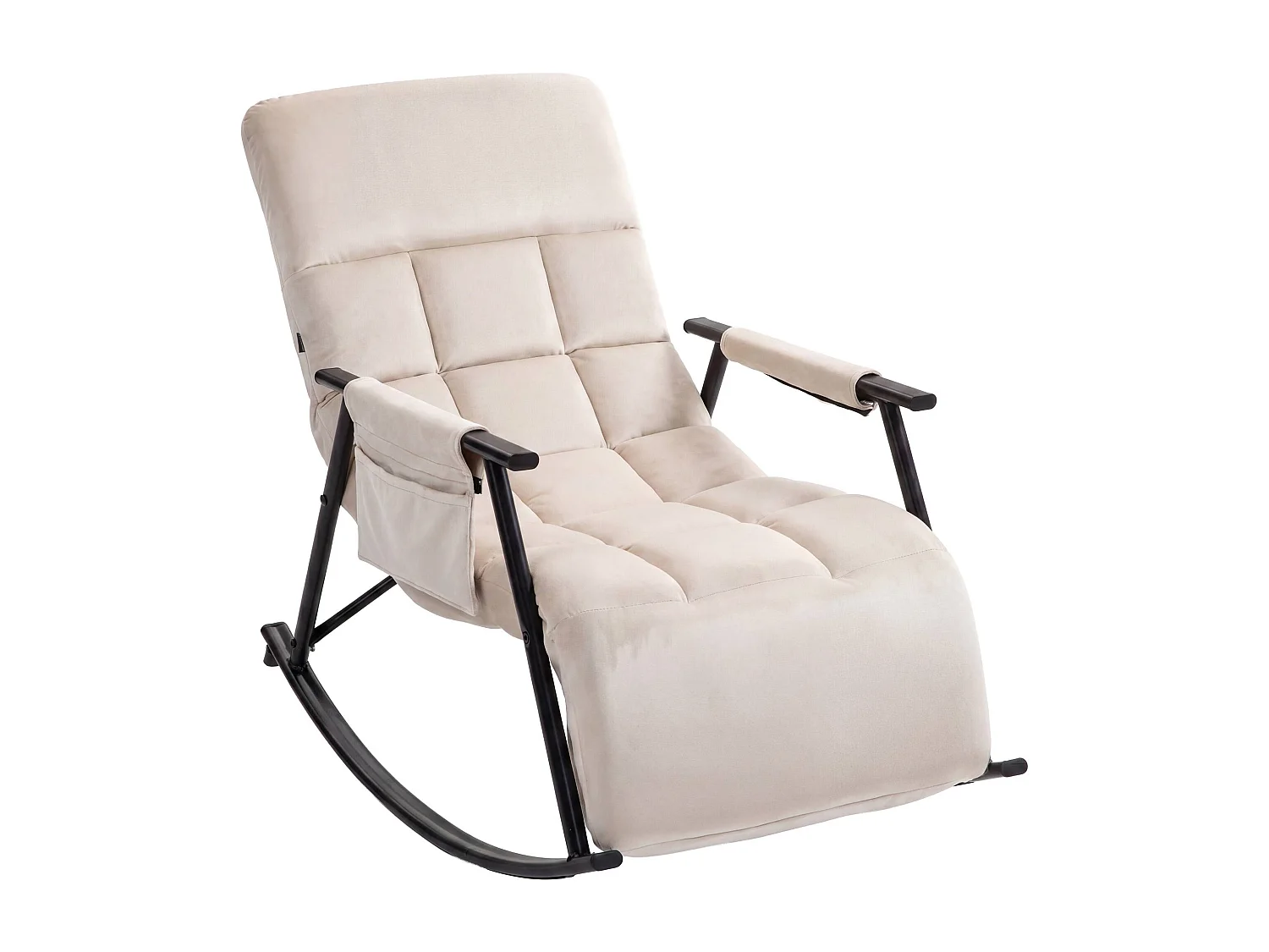 Fauteuil à bascule - Velours - Crème - Elara