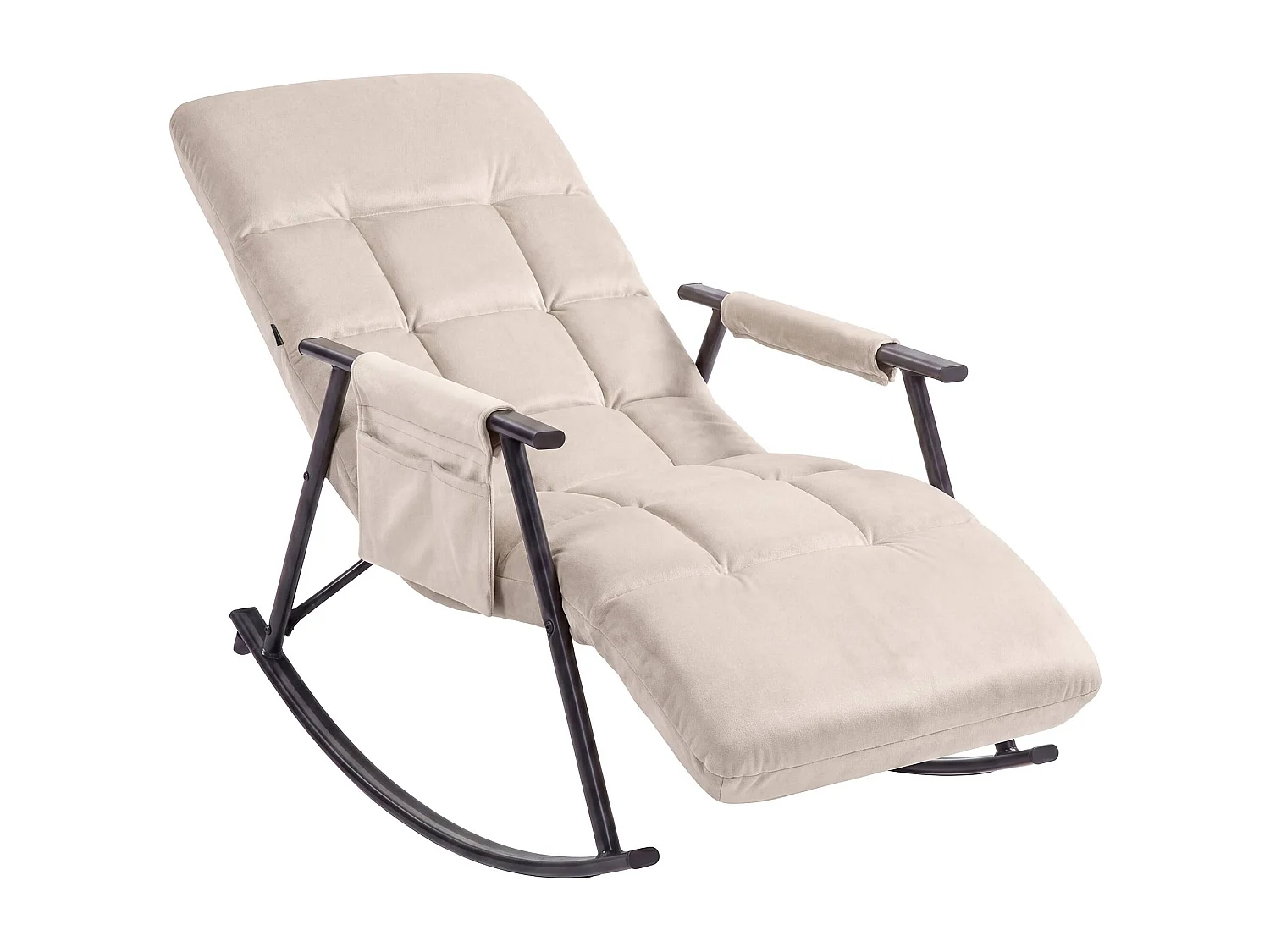 Fauteuil à bascule - Velours - Crème - Elara