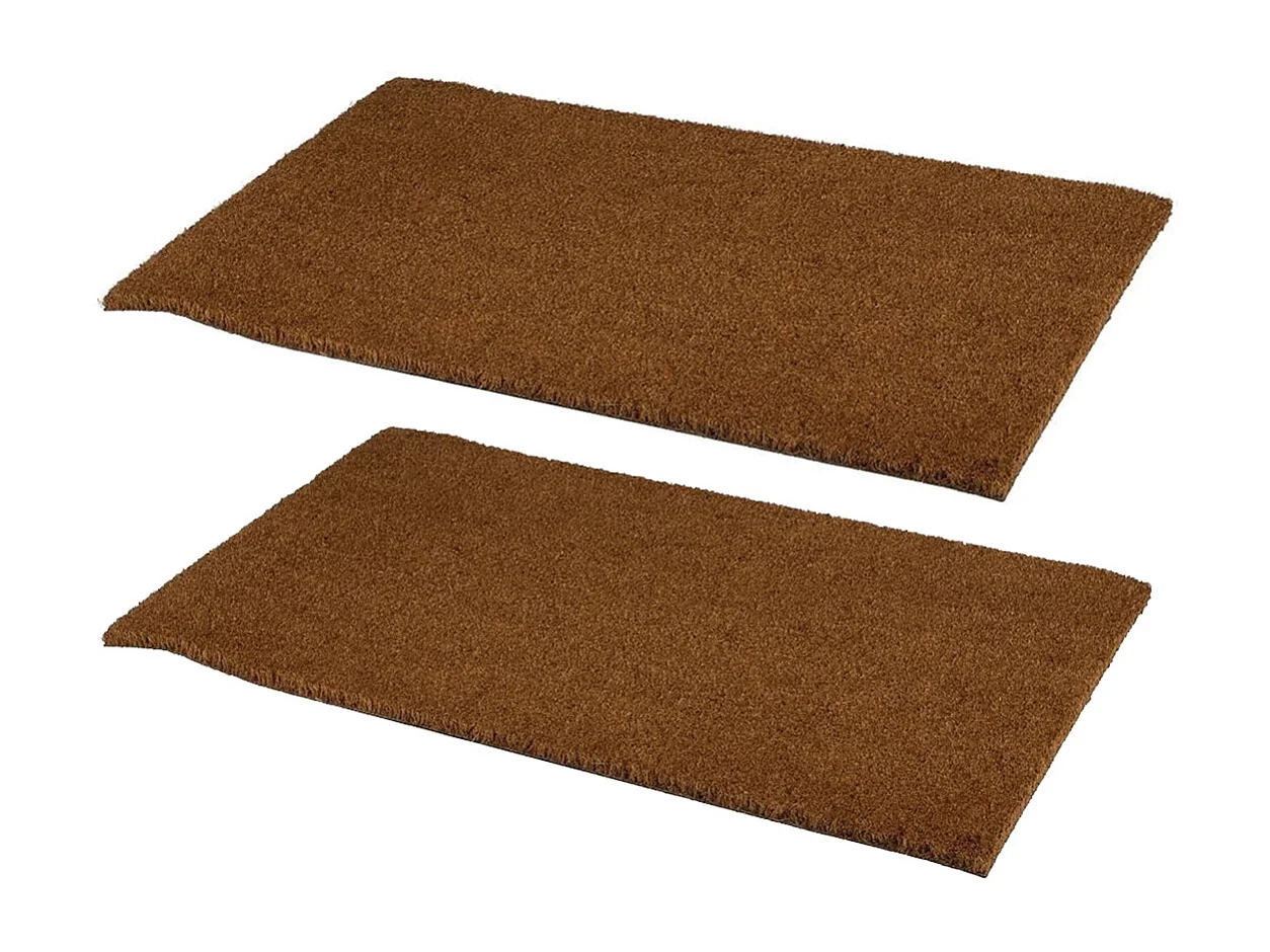 Lot de 2 Paillasson Antidérapant en fibre de coco pour intérieur et extérieur,coloris marron-Longueur 75 x Largeur 45 cm-JUANIO