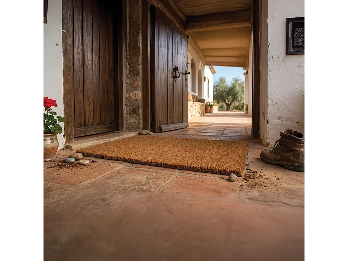 Paillasson Antidérapant en fibre de coco pour intérieur et extérieur,marron-Longueur 60 cm × Largeur 40 cm-JUANIO